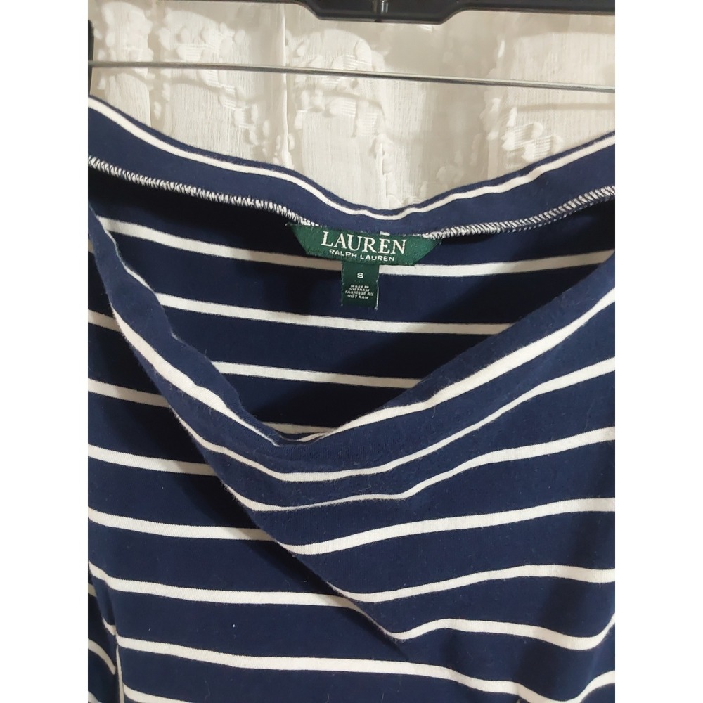 Lauren Ralph Lauren Navy White Striped Godet Maxi Skirt Womens Small - Picture 2 of 3